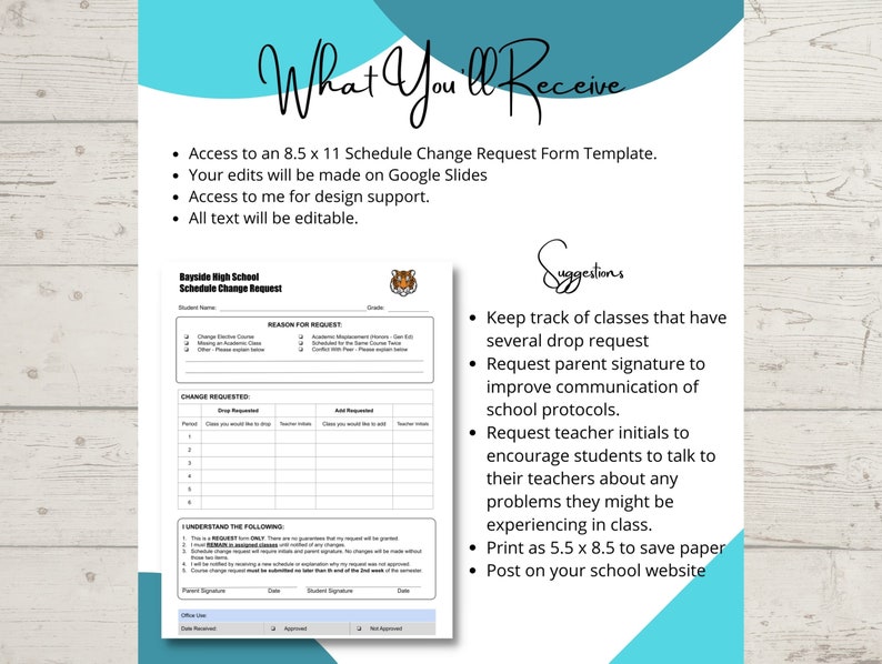 Schedule Change Request Form Template, Digital Printable | Middle ...