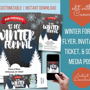 School Dance Ticket Flyer Set Invite Editierbare Digitale Vorlage, | PTA, PTO, ASB, Event Planner