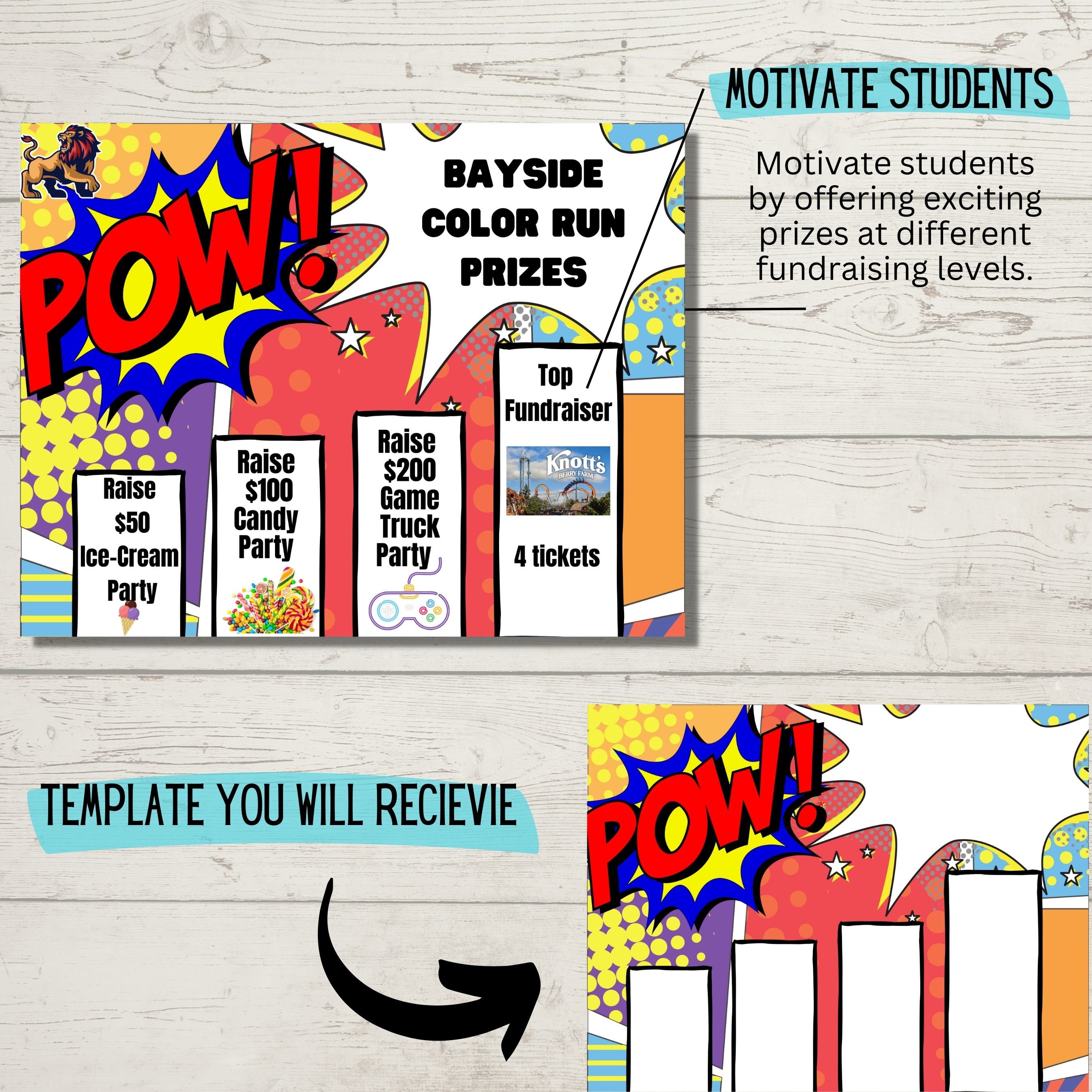 School Fundraiser Tier Prize Poster Template, Fundraising Poster, ASB