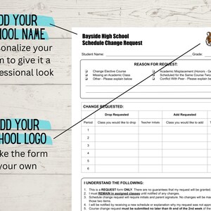 Schedule Change Request Form Template, Digital Printable | Middle ...