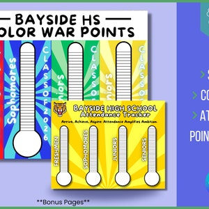 Class Competition School Spirit Score Keeper, Spirit Points, Color Wars Poster, Attendance Points Editable Template Digital, School Poster