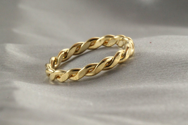 Wedding Band Solid 14K Gold Yellow Gold Twist Ring Etsy