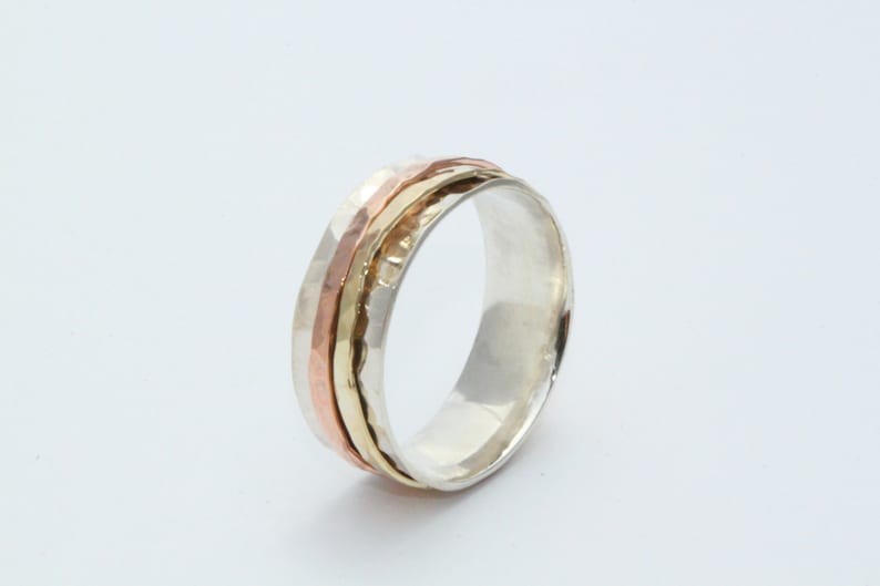 Silver/&Gold Ring Silver Spinning Ring 14k gold Ring Wedding Ring Sterling Silver And 14k Gold Ring Meditation Ring,14k gold Spinner ring