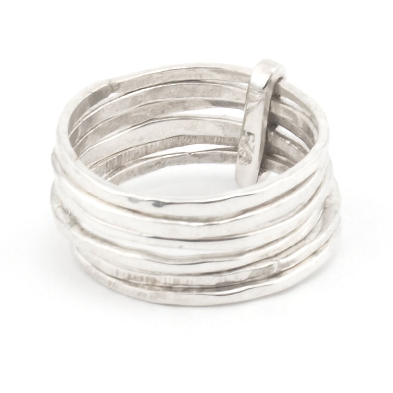 stacking rings, Silver Skinny Rings Secret Santa gift Christmas Silver Rings 5 Stacking Silver Ring Hammered Skinny Rings