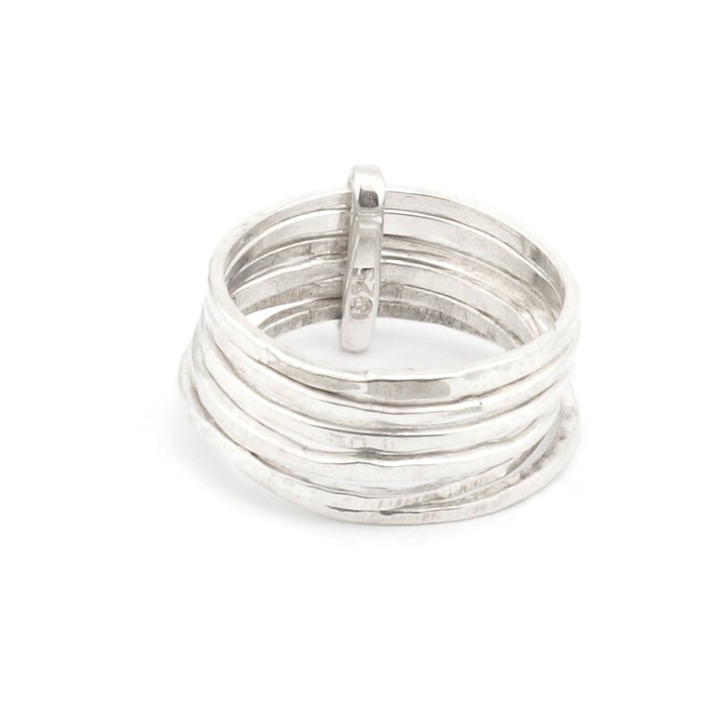 stacking rings, Silver Skinny Rings Secret Santa gift Christmas Silver Rings 5 Stacking Silver Ring Hammered Skinny Rings