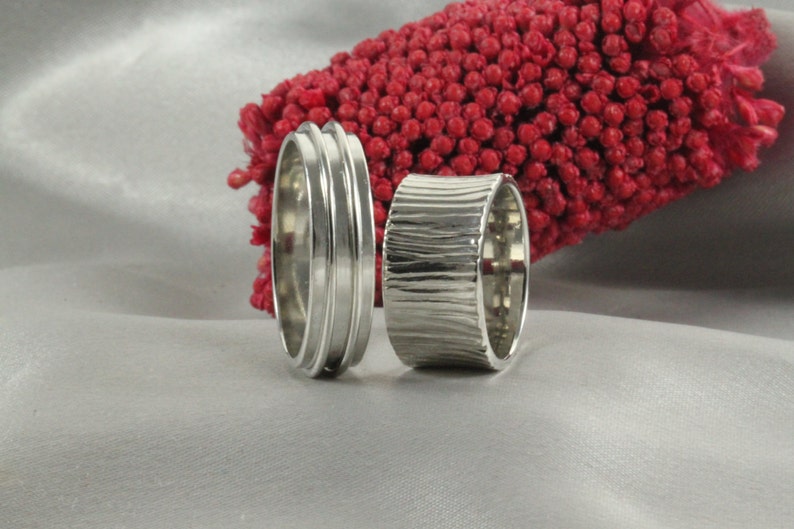 Handmade wedding band set 8mm and 5mm gold wedding bands Etsy