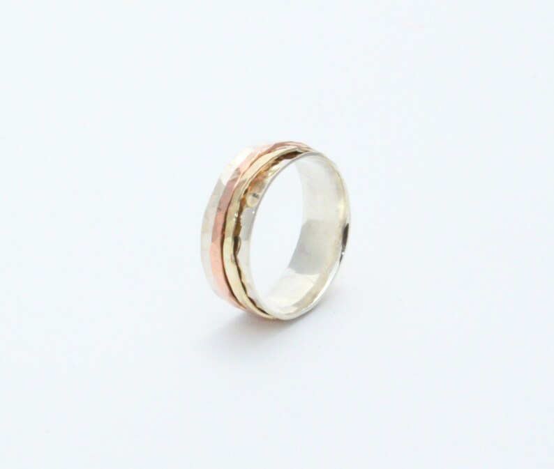 Silver/&Gold Ring Silver Spinning Ring 14k gold Ring Wedding Ring Sterling Silver And 14k Gold Ring Meditation Ring,14k gold Spinner ring