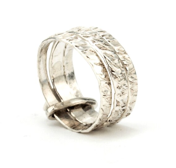 Hammered Stacking Silver Rings Set Of 3 Silver Rings Etsy