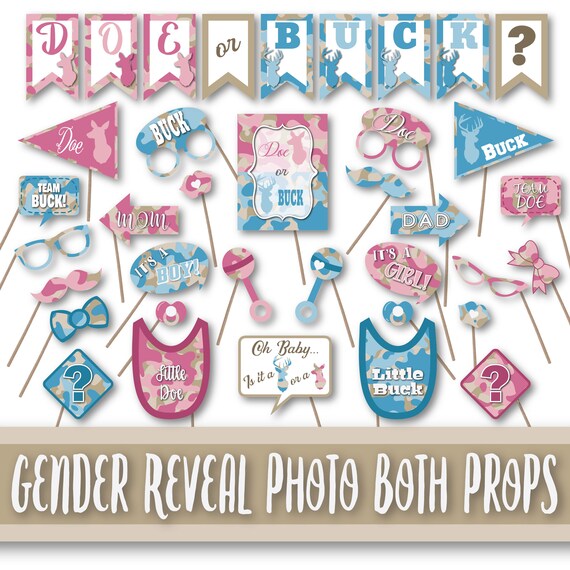 Buck Or Doe Photo Booth Props And Decorations In Camo Pink And Etsy