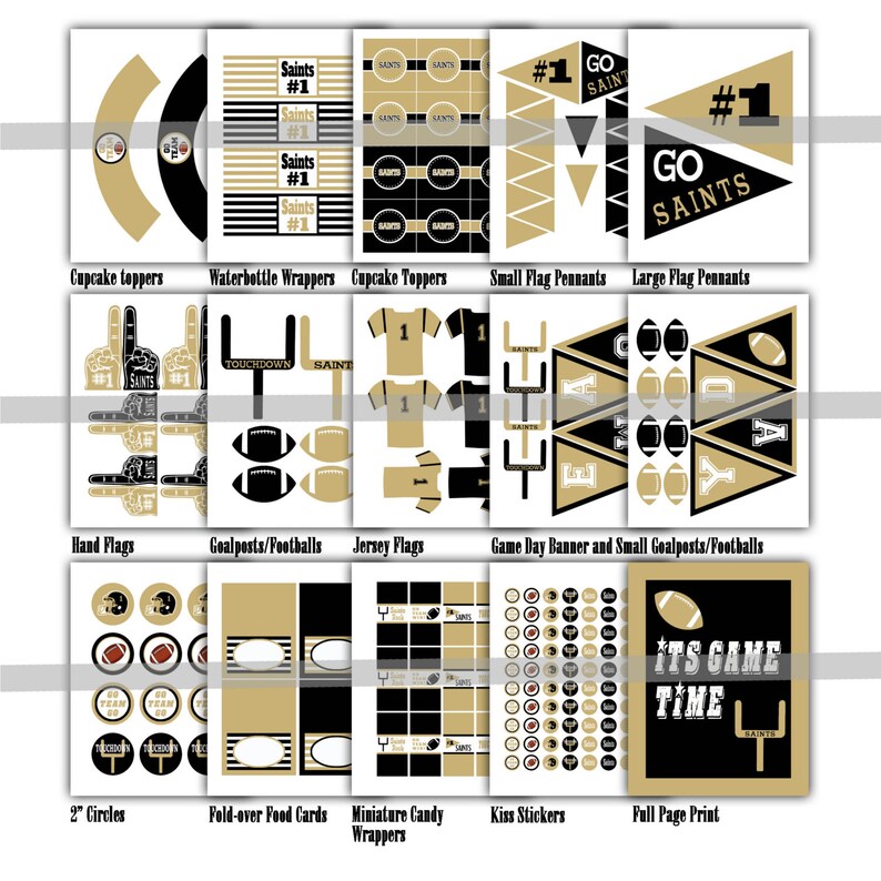 Saints Football Party Printables and Decorations Printable | Etsy