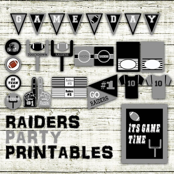Raiders Football Party Printables And Decorations Printable Etsy