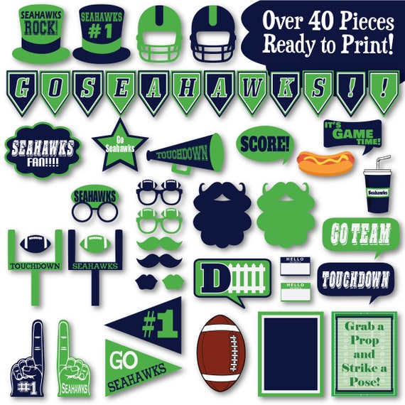 Seahawks Football Photo Booth Props And Party Decorations Etsy