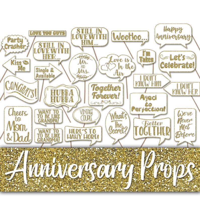 Wedding Anniversary Photo Booth Prop Signs and Decorations Etsy