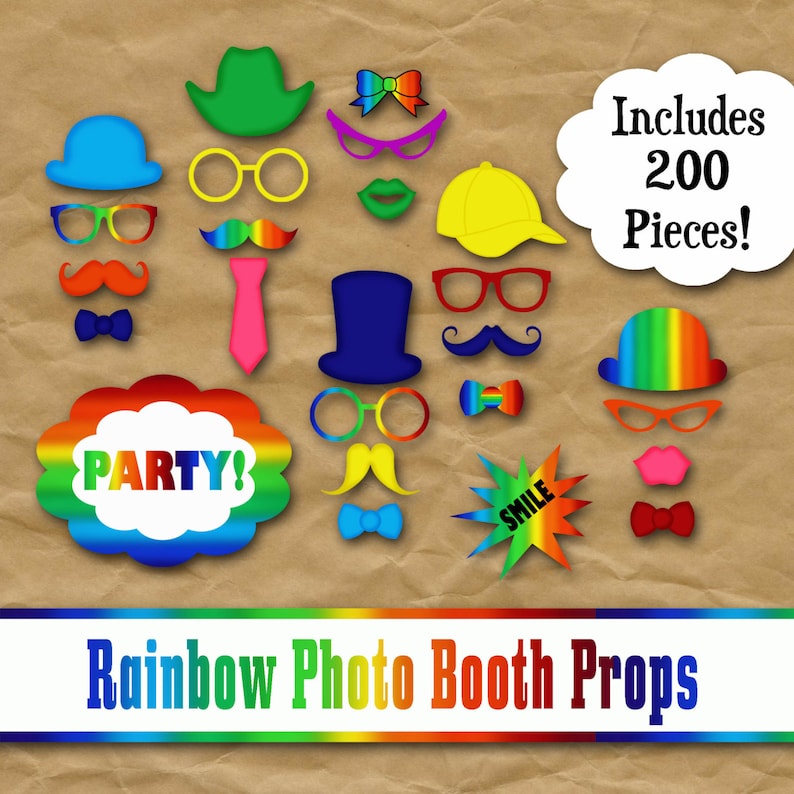 Rainbow Photo Booth Prop and Decoration Set Digital Download INSTaNT DOWNLoAD Printable Includes 200 Images in PDF and Jpeg Format