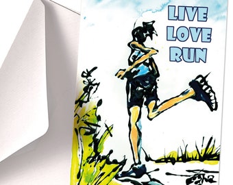 A5 CARD, Motivational Card, Motivational Quotes Card, Live Love Run Card, Sports Card, Greeting Card, Sports Lover Gift, Running Sport