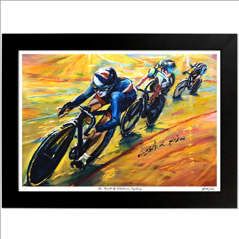 Thrill Of Velodrome Cycling Cyclists Print Velodrome Cycle image 1