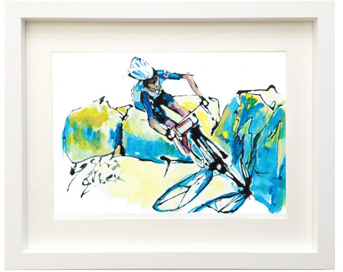 Mountain Biking Painting Rocky Cyclist Painting Bicycle Etsy UK
