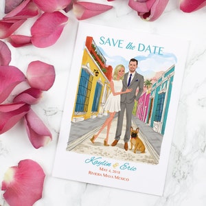Individuell Save the Date - Save the Date Design, Illustration, Karten, Postkarte, bedruckbar, digitales Porträt