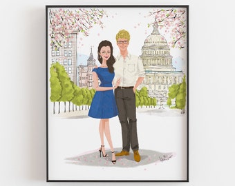 Custom Couple Portrait - Custom Couple Gift Custom Couple Illustration Wedding Gift Engagement Gift Valentines Day Gift Anniversary