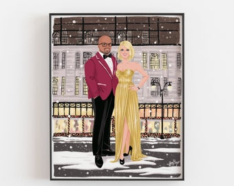 Custom Couple Portrait - Custom Couple Gift Custom Couple Illustration Wedding Gift Engagement Gift Valentines Day Gift Anniversary