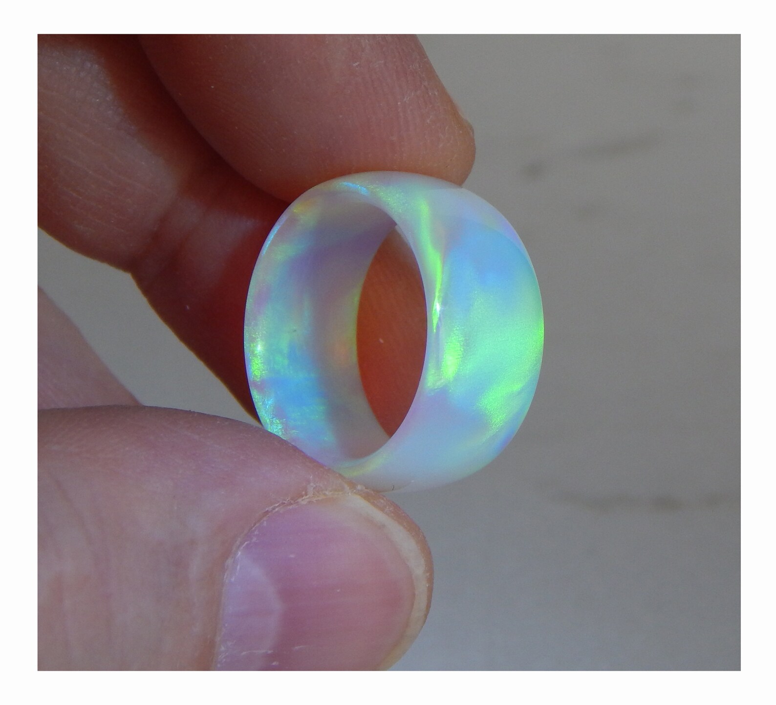 Solid opal ring. White clear opal oing. Ring synthetic opal. Etsy