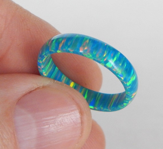 Solid Opal Ring Band Ring Opal For A Woman Turquoise Color Etsy