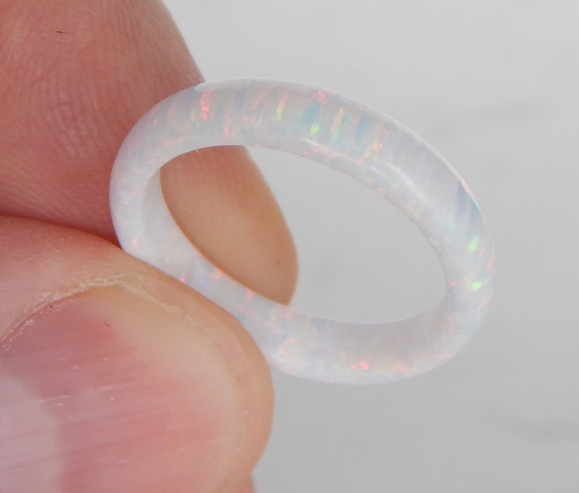White opal ring. Solid opal ring. Solid opal band. Bello Opal Etsy