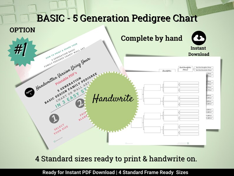 Editable Family Tree Chart Pedigree Chart. Five Generation Etsy Australia