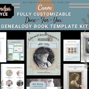 Genealogy Book Template: US Letter Size, Customizable Canva Design (Digital Download)