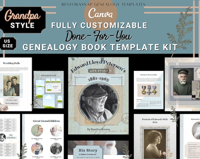 30-page Family History Book Template | Genealogy Ancestry Canva Design ...