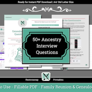 Stammbaum Fragebogen 50+Fragen| Familienforschungsbogen| Stammbuch | EASY Ausfüllbares PDF |Genealogie-Interview.Familientreffen-Spiele