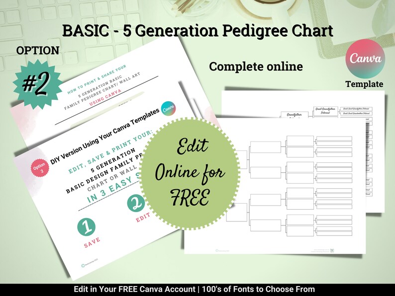 Editable Family Tree Chart Pedigree Chart. Five Generation Etsy Australia