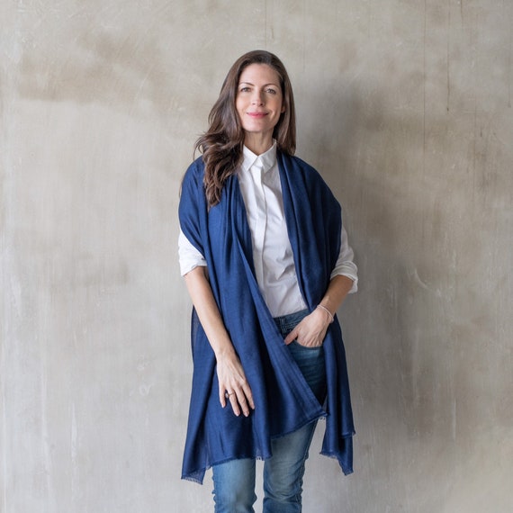 navy cashmere shawl