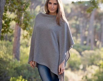 Grey Cashmere Poncho/Gray Cashmere Poncho/Pure Grey Cashmere Poncho/Grey Cashmere