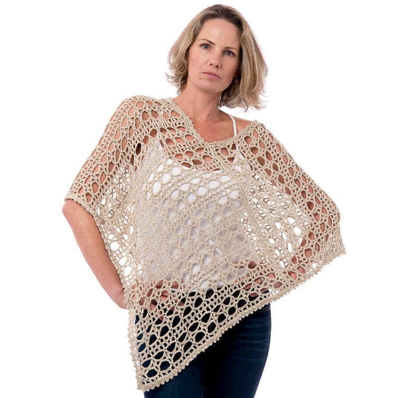Dune Cotton Crochet Poncho | Etsy