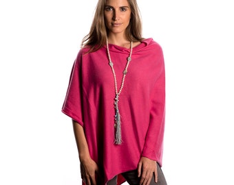 Hot Pink Cashmere Poncho/Pink cashmere poncho