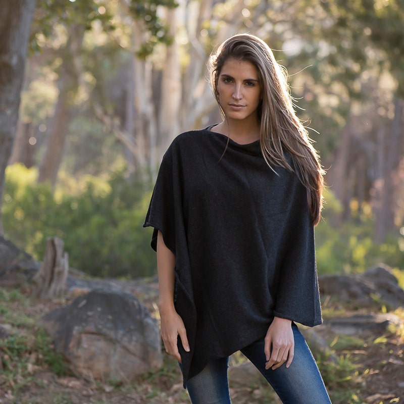 Charcoal Cashmere Poncho/charcoal Grey 100% Cashmere Poncho - Etsy