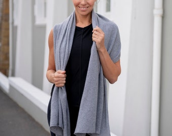Grey Cashmere Wrap/Melange Grey Cashmere Wrap/Gray Cashmere Shawl/Grey Cashmere Sjaal/Gray Travel Wrap/Yoga Wrap