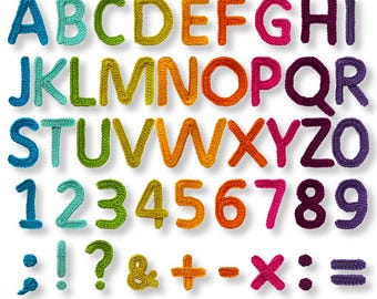 Scrapbook alphabet pattern crochet uppercase letters large numbers punctuation marks math signs