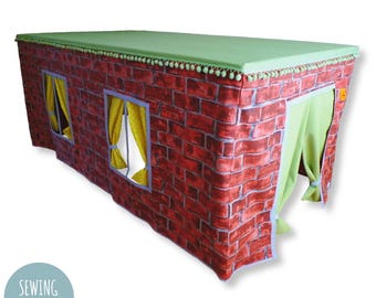 Playhouse PATTERN cottage with shop, sewing project, creative birthday present instant download PDF