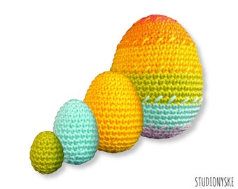 Decoration egg Easter, 4 different sizes, amigurumi crochet PATTERN rainbow ornament pdf