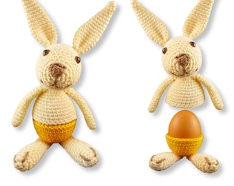 Easter bunny crochet PATTERN, amigurumi egg warmer LARGE, funny rabbit