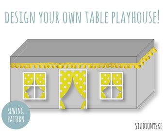 Fabric playhouse PATTERN design your own table tent for boys and girls PDF DIY