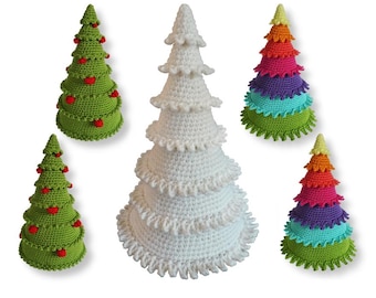Crochet Christmas tree, 3 different holiday amigurumi PATTERNS, large and small decoration