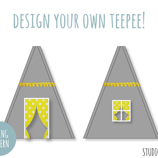 Teepee tent sewing PATTERN design your own wigwam play tent for boys and girls PDF DIY