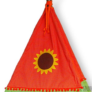 Teepee PATTERN sunflower kids play tent with door window curtains instant download PDF image 5