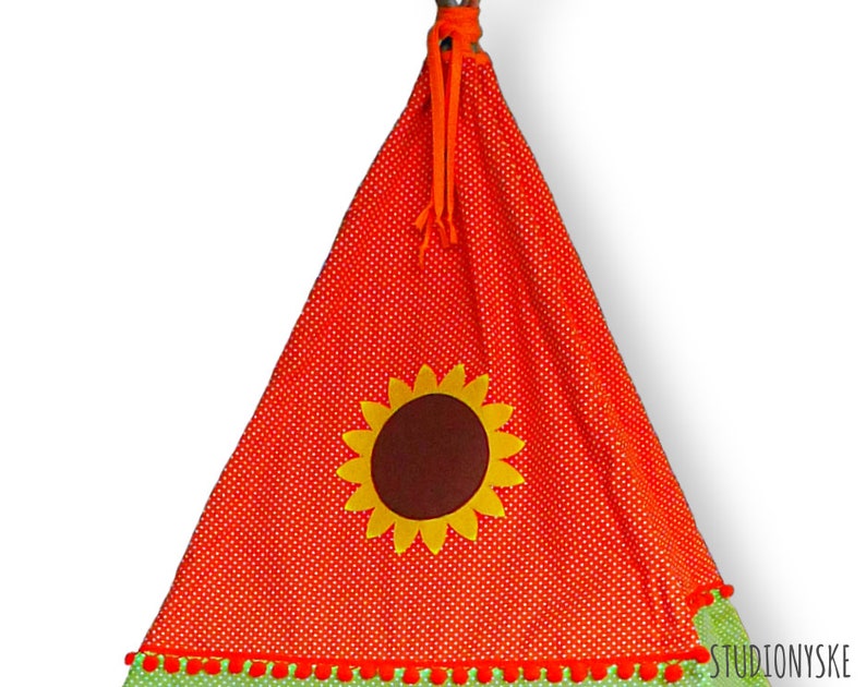 Teepee PATTERN sunflower kids play tent with door window curtains instant download PDF image 5