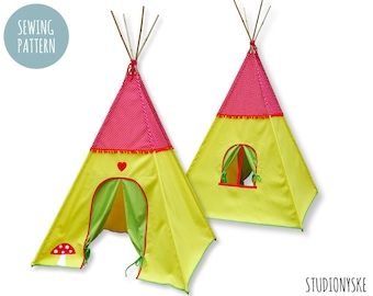 Kids teepee tent PATTERN wigwam mushroom playhouse indoor outdoor PDF