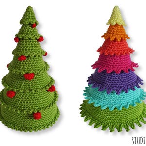 Christmas tree PATTERN deal, classic decoration with balls, colorful rainbow ornament crochet image 1