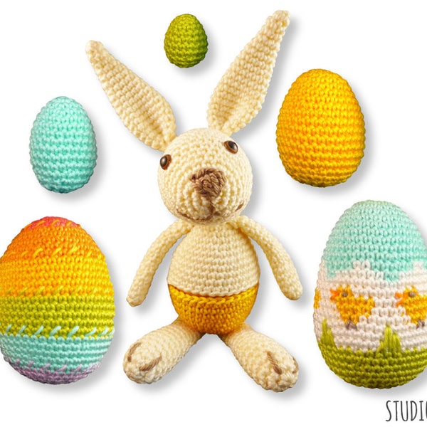 Easter rabbit PATTERN, cozy egg warmer, stuffed eggs crochet spring inspiration